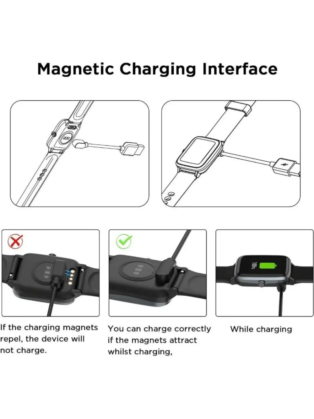 Magnetic USB Charging Cable for Fitness Tracker - Replacement Charger for D26